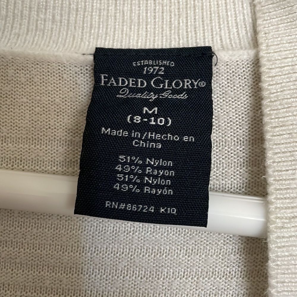 Faded Glory Women's Open Front Long Ivory Cardigan Size Medium - Picture 2 of 3